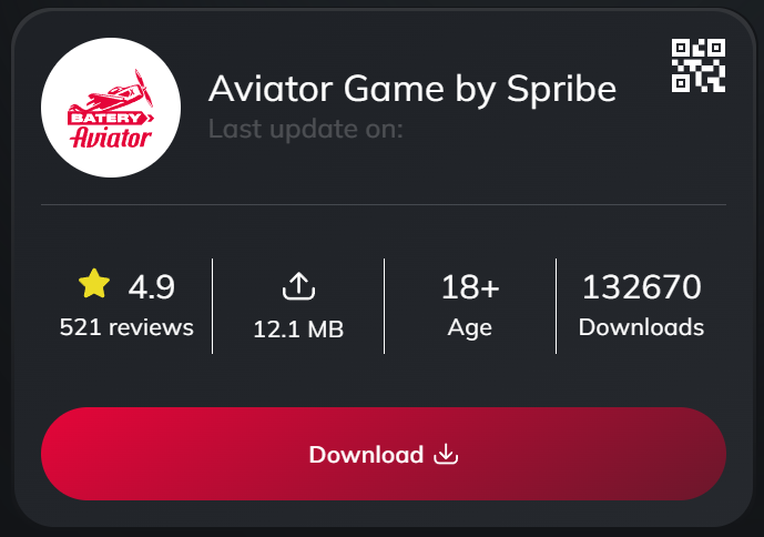 Aviator game by Spribe download page